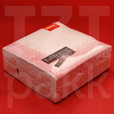 Fato Tablewear "Airlaid" éttermi szalvéta - Puntini Rosso - 50 db FATO Tablewear "Airlaid" éttermi szalvéta sok színben, sok mintával - 50 darab "Tailor made" Airlaid - vastag rétegű - 40 x 40 cm - hajtogatott, evőeszköztartós "zsebes"