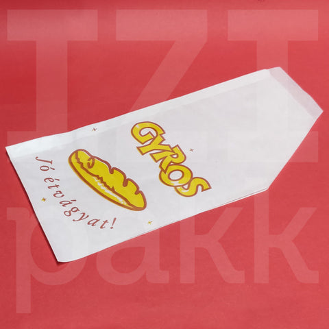 Gyros-os, hosszú, fehér zacskó, tasak, színes mintás - 200 db