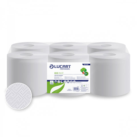 Tekercses kéztörlő, papírtörlő, fehér, két rétegű - Lucart ECO CF19