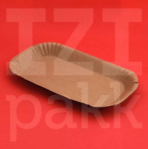 Komposztálható papírtál, ovális, legnagyobb, lebomló, bio, "kraft" szín - 100db - 48215
