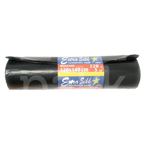 Szemetes zsák, Extra Sikk, 220l, 5db, erős - 1 csomag - IZI Pakk Webshop