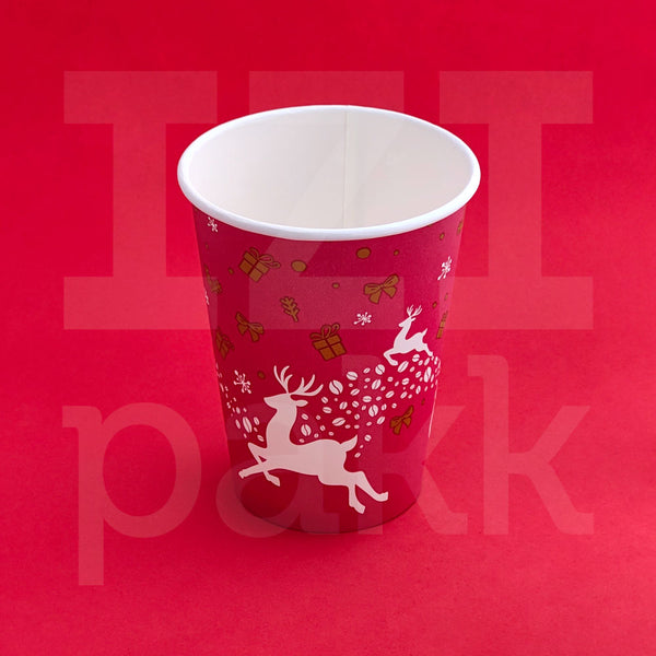 Coffee to go, Karácsonyi szarvas mintás papírpohár - 50 db / csomag