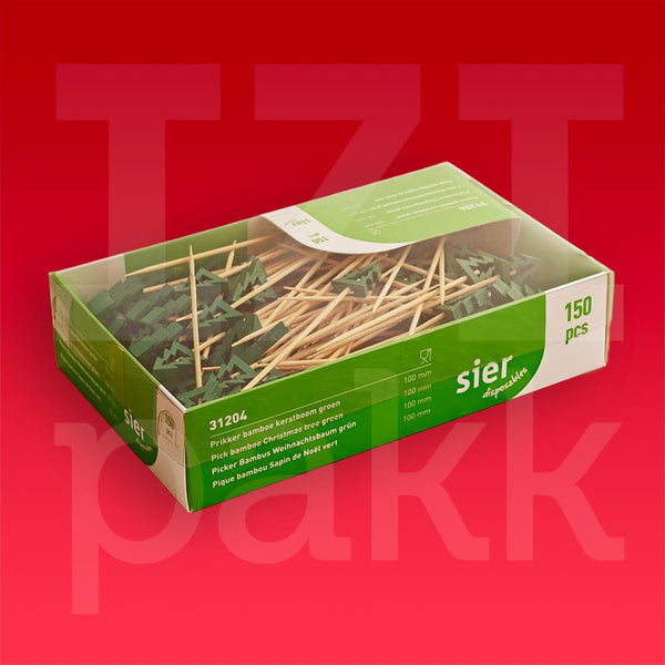 Fenyőfa alakú szúró, szurka, bambuszból - 150 darab / csomag