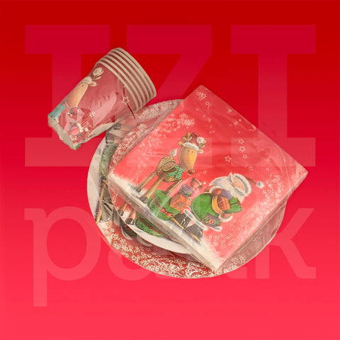 Karácsonyi teríték szett. "Piros Mikulás" 