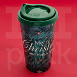 Karácsonyi kávés pohár, négy mintával 650ml - 1 db, műanyag fedéllel