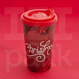 Karácsonyi kávés pohár, négy mintával 650ml - 1 db, műanyag fedéllel