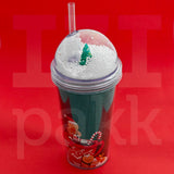 Karácsonyi shaker pohár, háromféle mintával 600ml - 1 db, gömb tetővel és szívószállal.