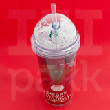 Karácsonyi shaker pohár, háromféle mintával 600ml - 1 db, gömb tetővel és szívószállal.