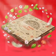 Pizza doboz 32x32 cm, vékonyított falu, italian pizza minta - 100db