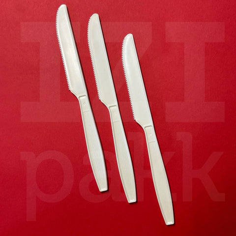 Evőkés, műanyag, fehér PLA kés - 10 db/csomag