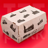 Arizona hamburger doboz városos mintával 190x130x110 mm - 50 darab / csomag