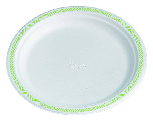 Papír tányér, lapos, fehér, mintás szélű, Chinet - 24 cm, 50 db