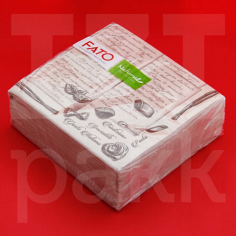 Fato "Pasta" papír szalvéta 38x38cm - 40 darab / csomag  Krém és barna színű, írásos