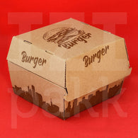 Hamburger doboz, burger mintás, szögletes - 50db