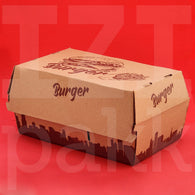 Hamburger doboz, burger mintás, téglalap - 50 darab