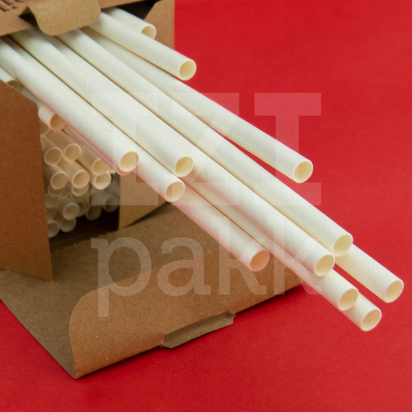Hajlítható papír szívószál, 25 cm, lebomló, komposztálható, fehér / fekete-fehér csíkos - 150 db