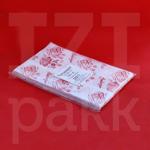 Tálca papír, zsírpapír, fehér és piros mintás, 160x260mm - 200 db